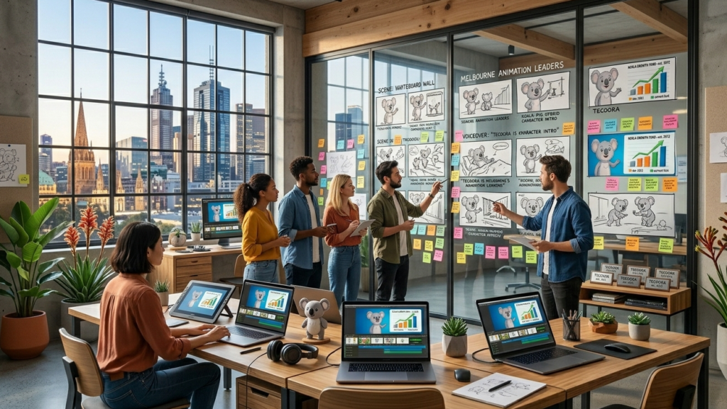 animated video production Melbourne team brainstorming storyboard ideas