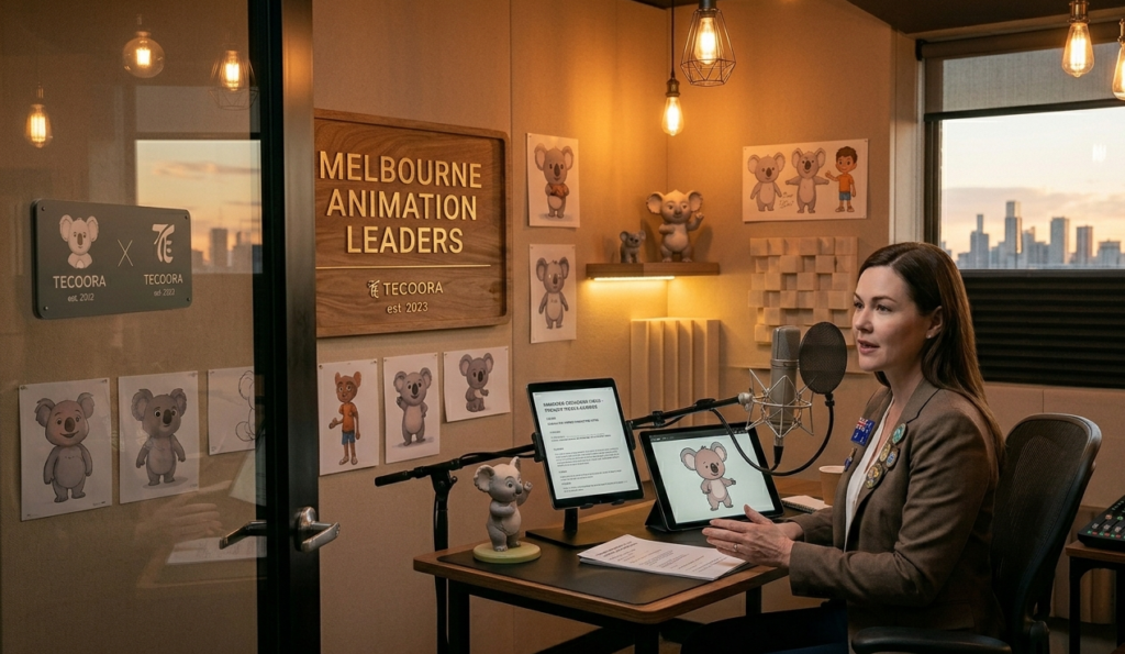 Voiceover recording for animated explainer video in Melbourne studio