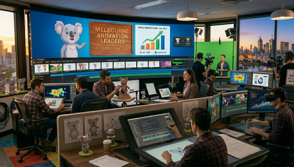 Corporate team creating animated explainer videos in a Melbourne studio.